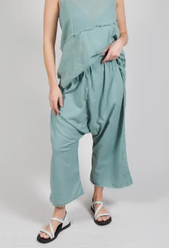 Low Crotch Pull on Trousers in  Pale Turquoise