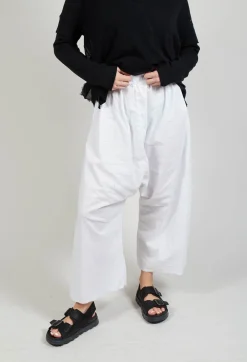 Low Crotch Pull on Trousers in White