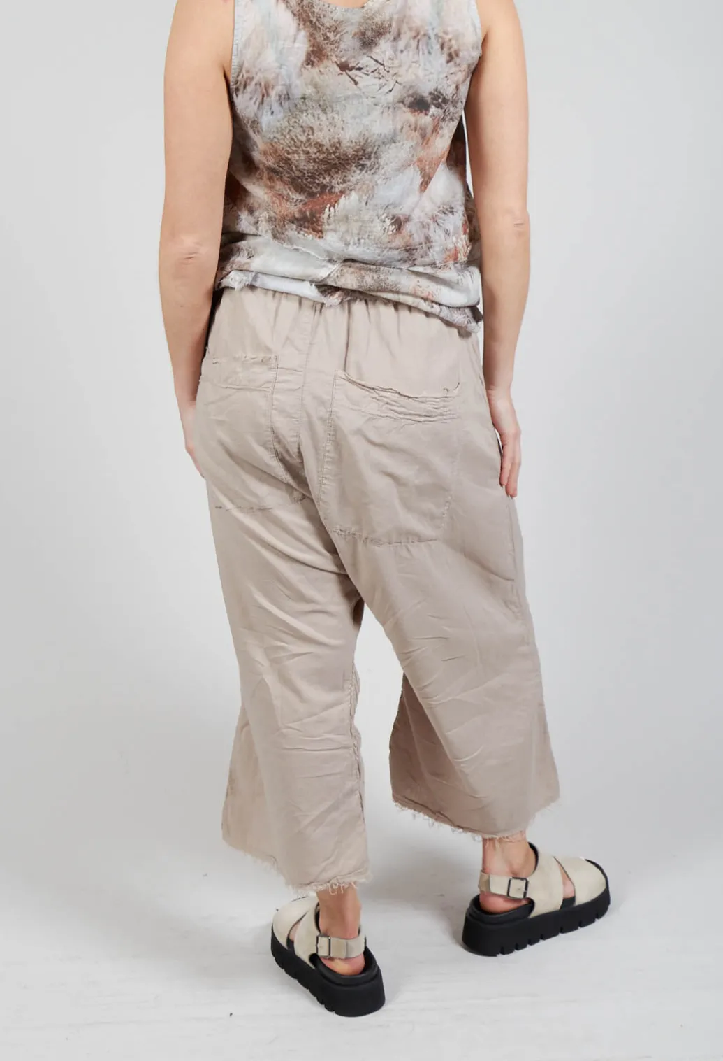 Low Crotch Pull on Trousers in Greige