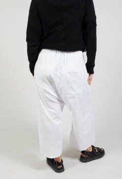 Low Crotch Pull on Trousers in White