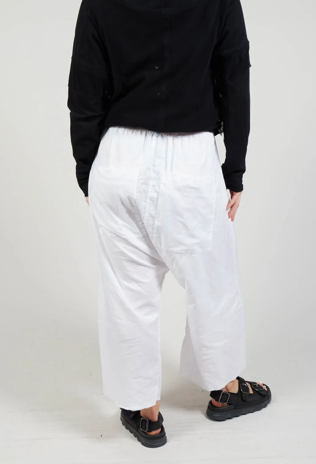 Low Crotch Pull on Trousers in White