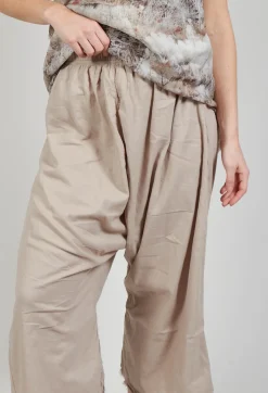 Low Crotch Pull on Trousers in Greige