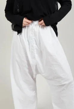 Low Crotch Pull on Trousers in White
