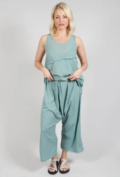 Low Crotch Pull on Trousers in  Pale Turquoise