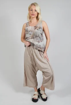 Low Crotch Pull on Trousers in Greige