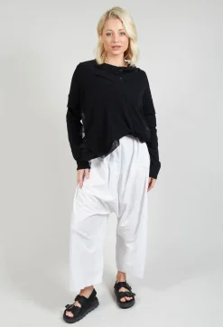 Low Crotch Pull on Trousers in White