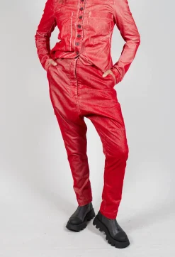 Low Rise Drop Crotch Trousers in Cardinal Flock