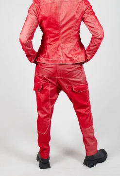 Low Rise Drop Crotch Trousers in Cardinal Flock
