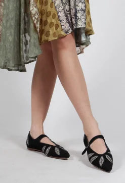 Lulu Point Shoes in Suede Black Indus