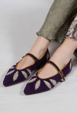 Lulu Point Shoes in Suede Purple Volga