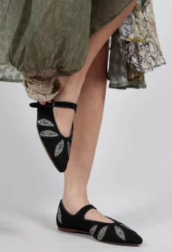 Lulu Point Shoes in Suede Black Indus