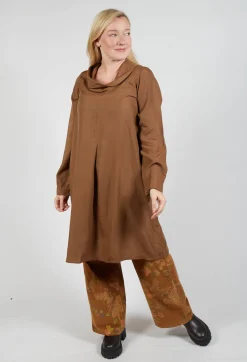 Lyocell Cowl Neck Dress in Acid Tabacco