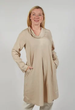 Lyocell Cowl Neck Dress in Sahara
