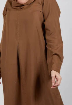 Lyocell Cowl Neck Dress in Acid Tabacco