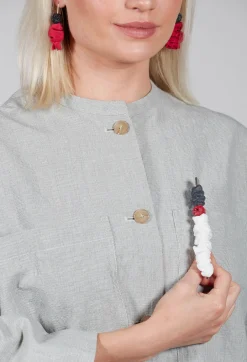 Mache Paper Clip Brooch in White