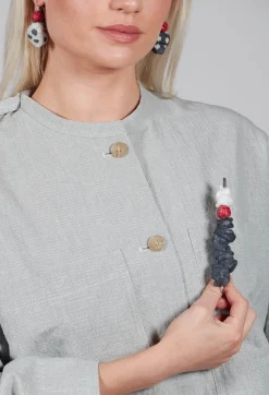 Mache Paper Clip Brooch in Grey
