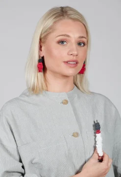 Mache Paper Clip Brooch in White