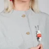 Mache Paper Clip Brooche with Eye Bead in White and Orange