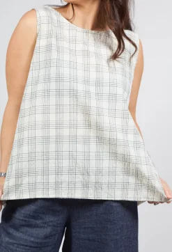 Macro G Sleeveless Top in Quadro Nero