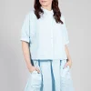 Mandarin Collar Blouse in Cielo