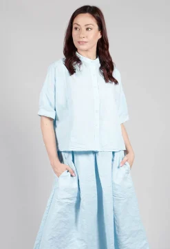 Mandarin Collar Blouse in Cielo