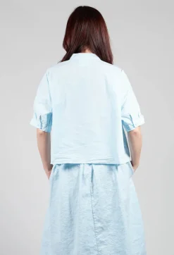 Mandarin Collar Blouse in Cielo
