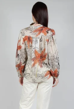 Mandarin Collar Blouse in Palms Print
