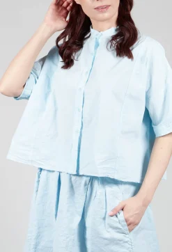 Mandarin Collar Blouse in Cielo