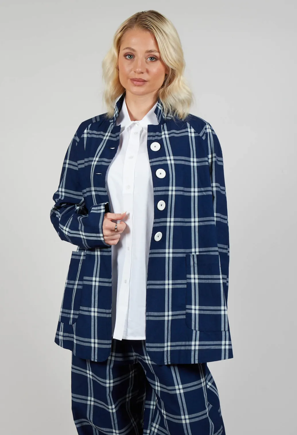 Mandarin Collar Jacket in Indigo