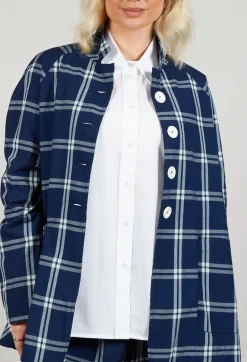 Mandarin Collar Jacket in Indigo