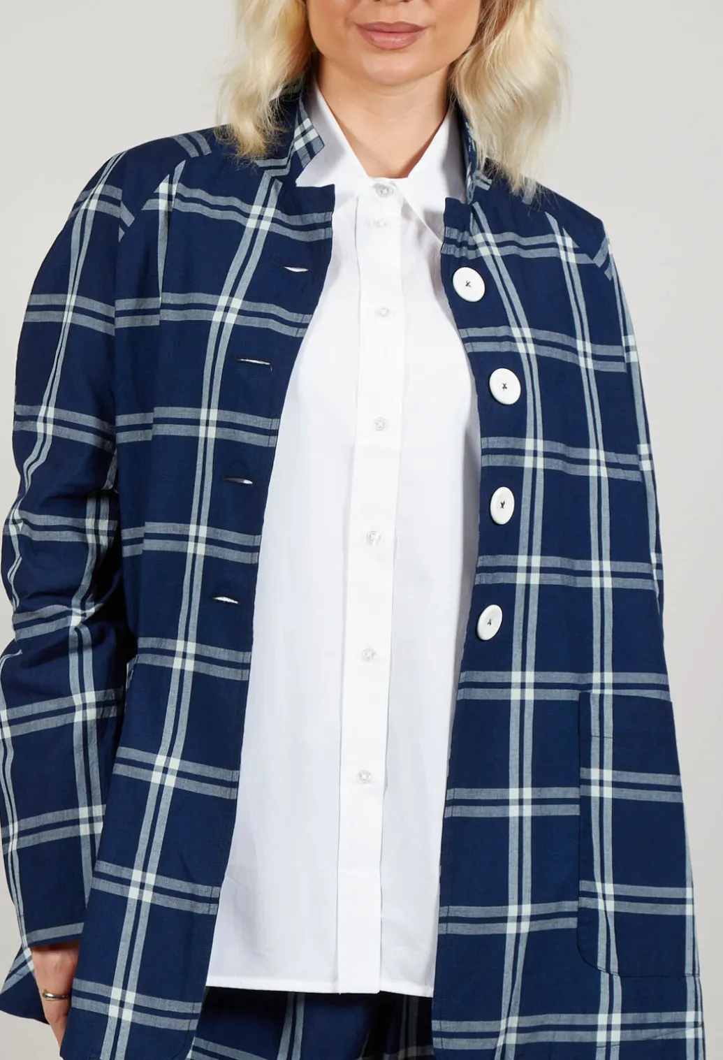 Mandarin Collar Jacket in Indigo