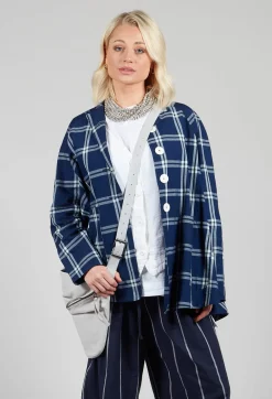 Mandarin Collar Jacket in Indigo