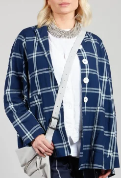 Mandarin Collar Jacket in Indigo