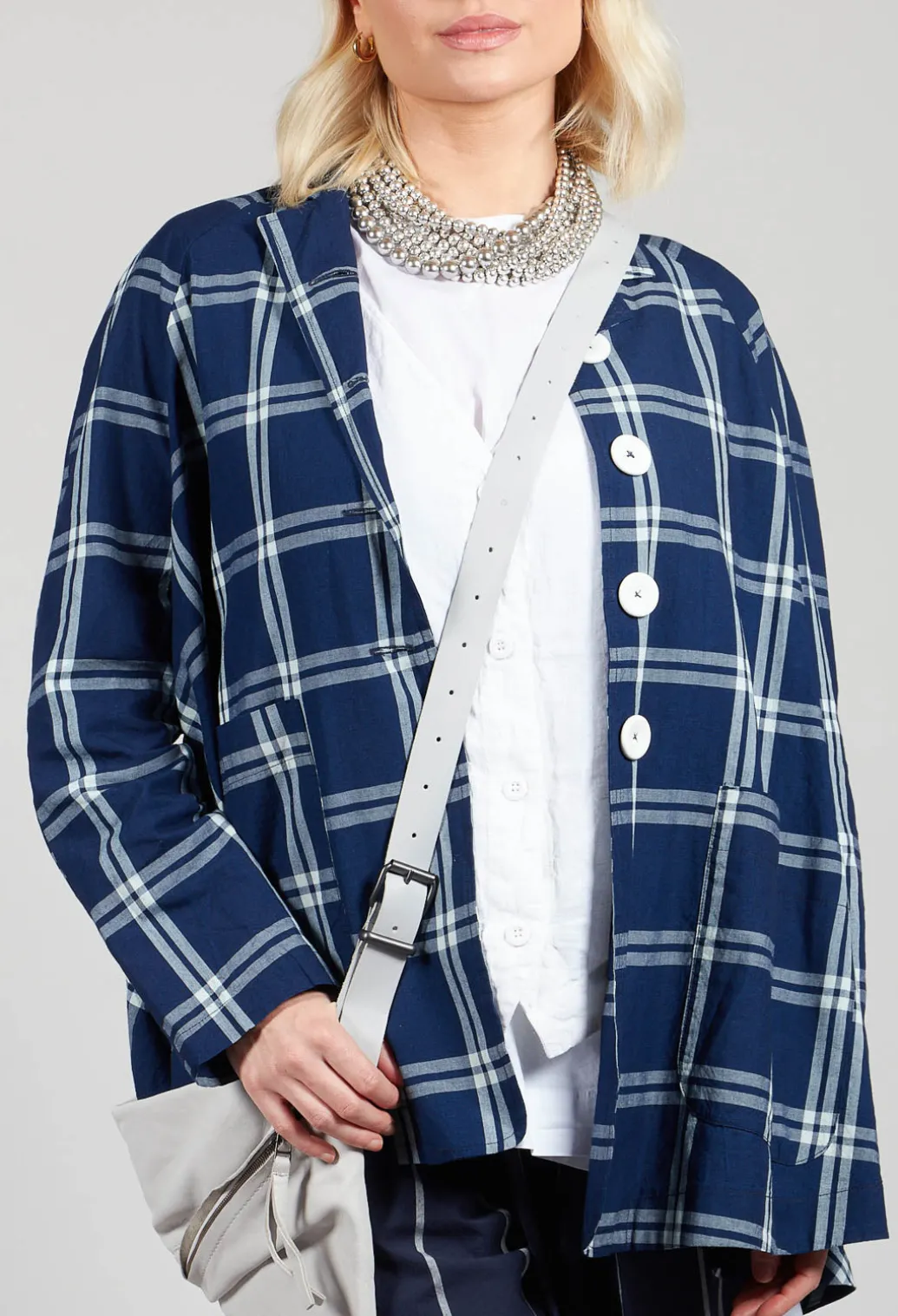 Mandarin Collar Jacket in Indigo