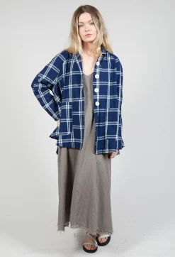 Mandarin Collar Jacket in Indigo
