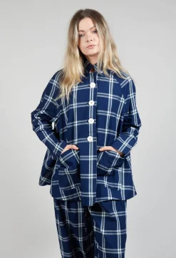 Mandarin Collar Jacket in Indigo