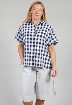 Mandarin Shirt in Azur Big Check