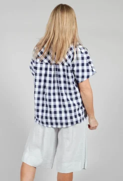 Mandarin Shirt in Azur Big Check