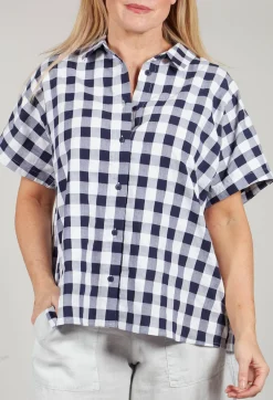 Mandarin Shirt in Azur Big Check