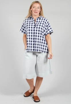 Mandarin Shirt in Azur Big Check