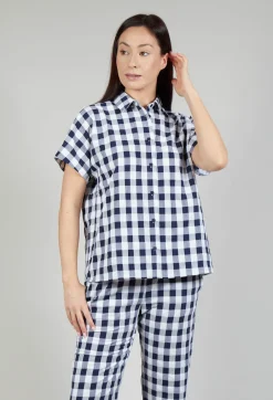 Mandarin Shirt in Azur Big Check