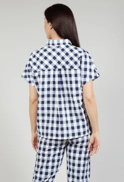 Mandarin Shirt in Azur Big Check