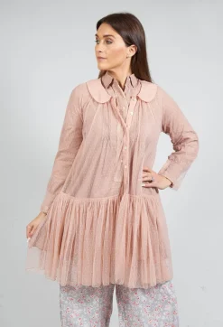 Marie Mesh Peplum Jacket in Rose