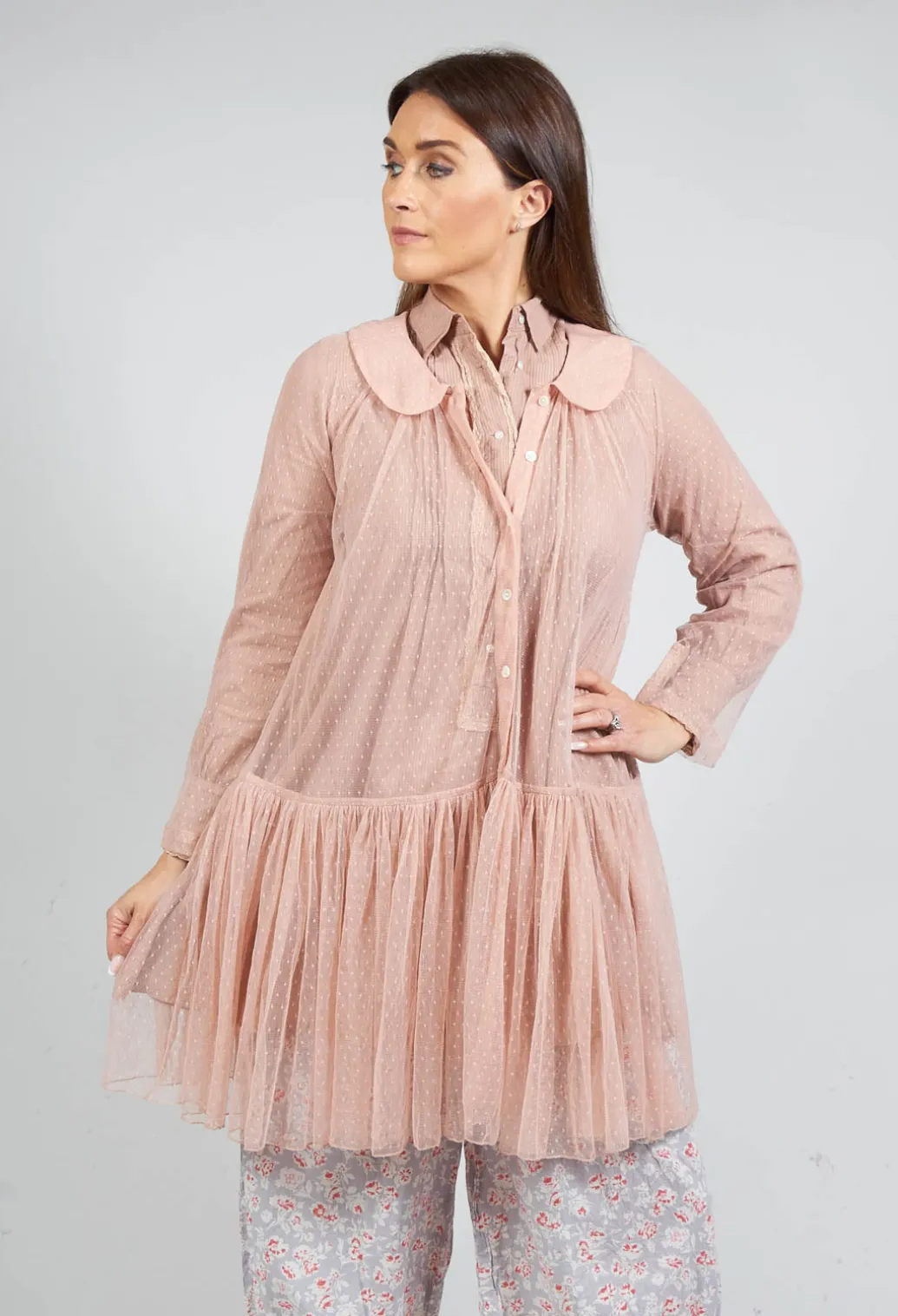 Marie Mesh Peplum Jacket in Rose