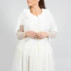 Marie Mesh Peplum Jacket in Ecru