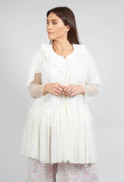 Marie Mesh Peplum Jacket in Ecru