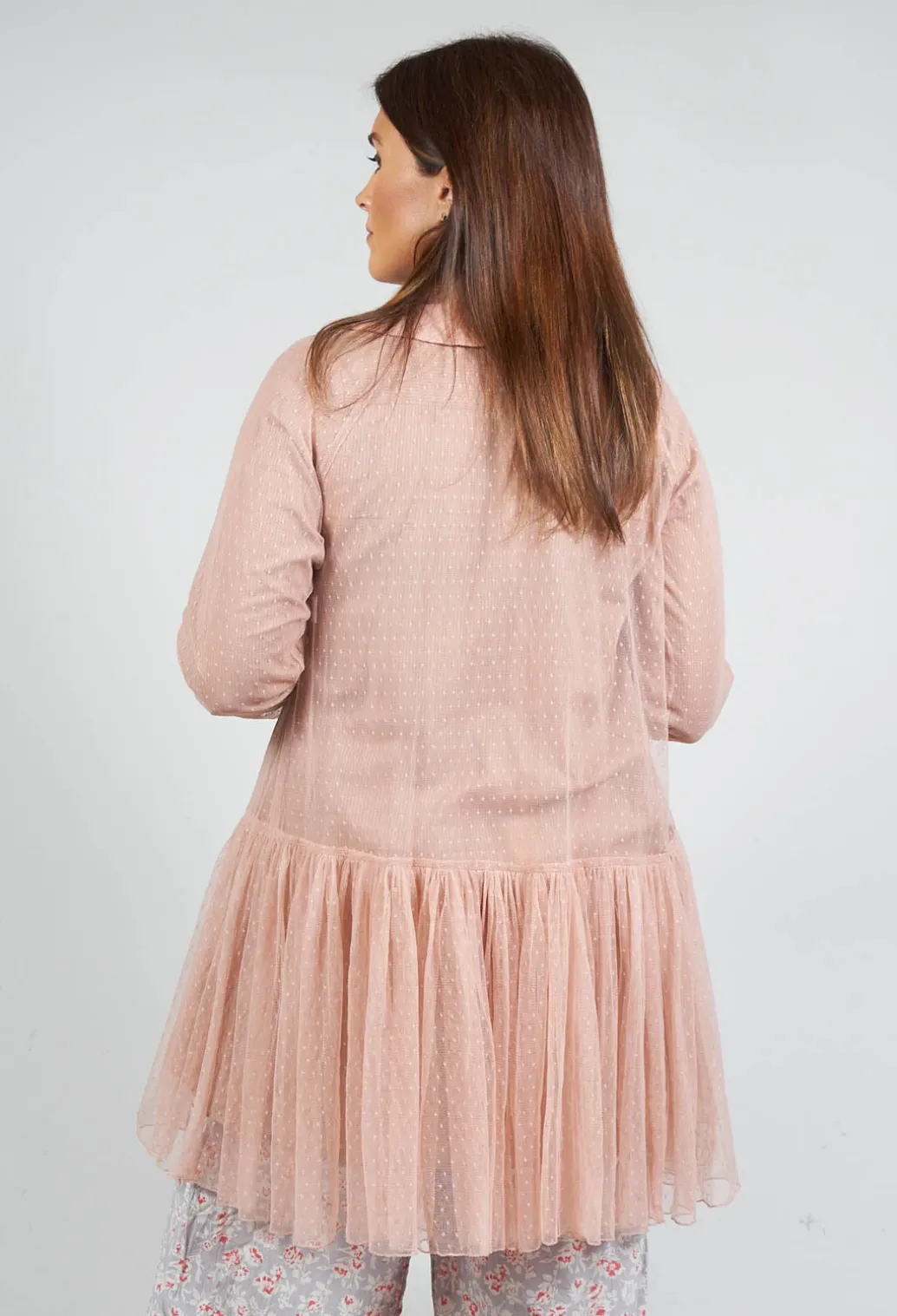 Marie Mesh Peplum Jacket in Rose