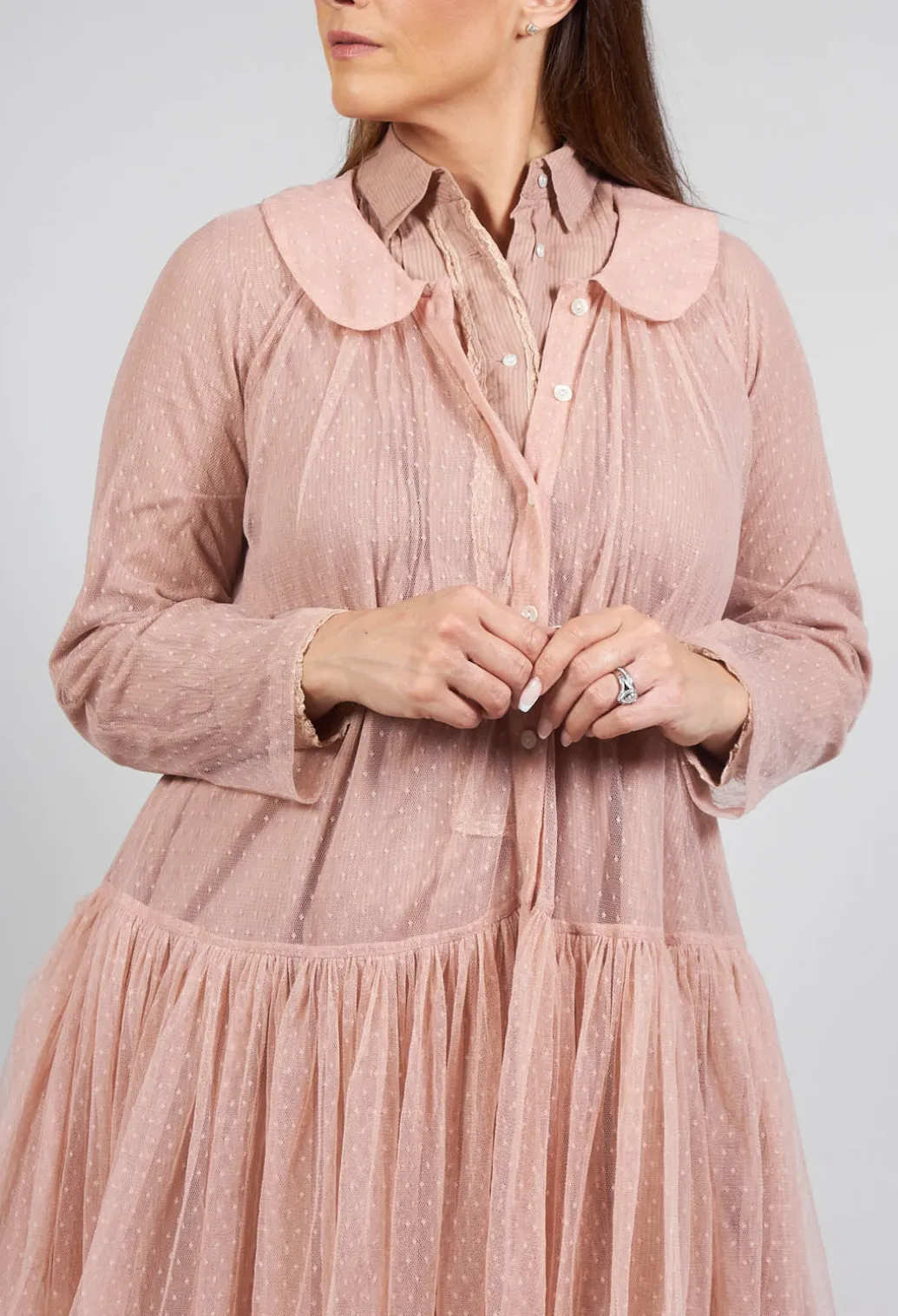 Marie Mesh Peplum Jacket in Rose