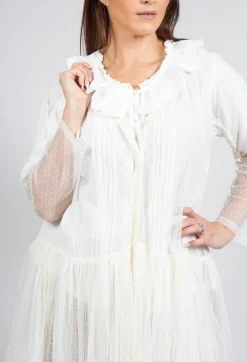 Marie Mesh Peplum Jacket in Ecru