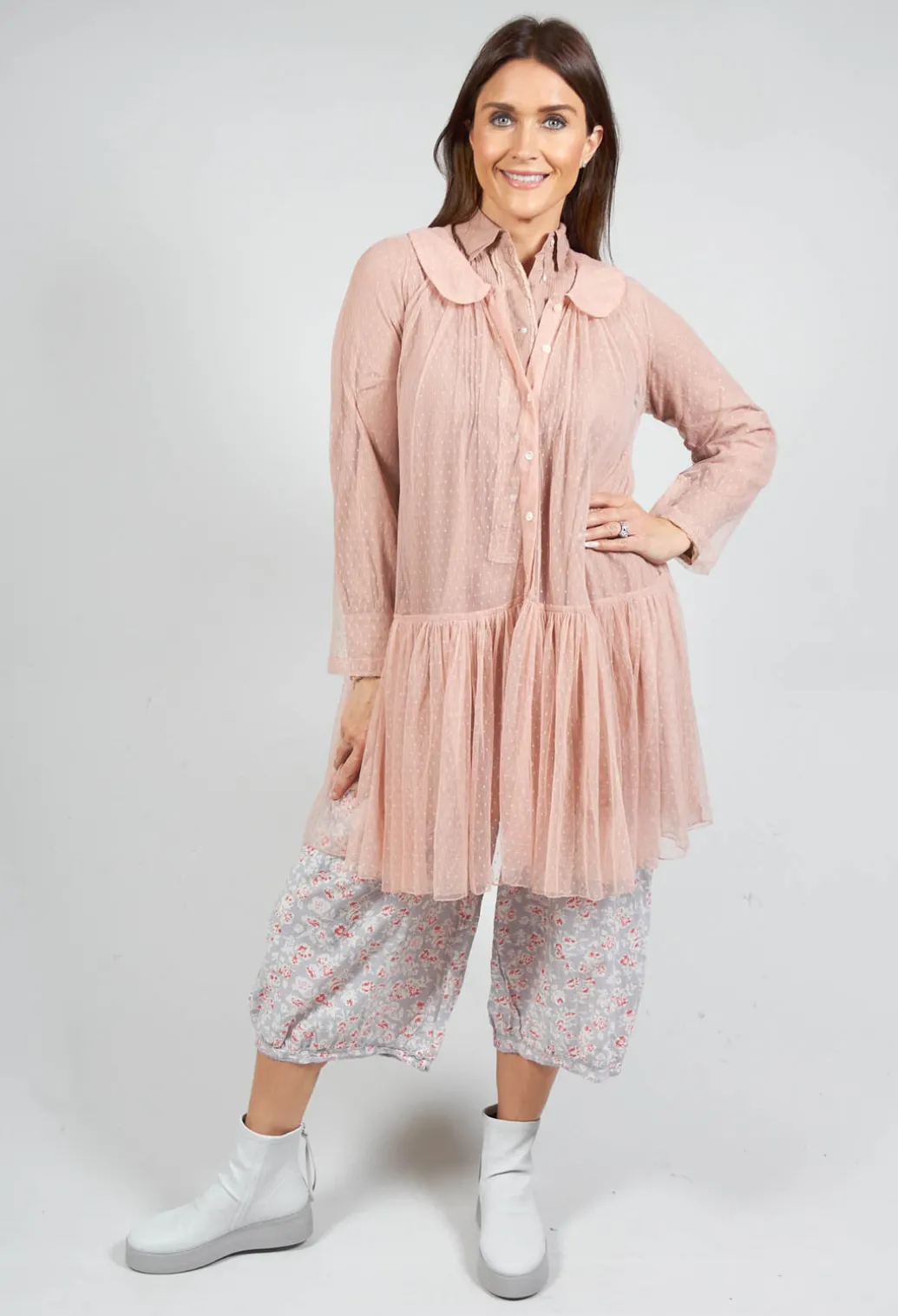 Marie Mesh Peplum Jacket in Rose